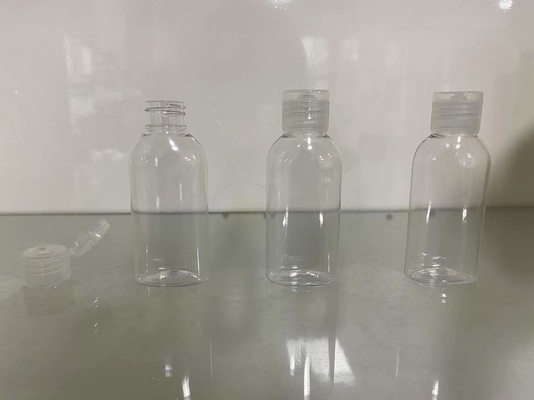 Refillable 50ml PET Clear Plastic Bottles Oval Flat With Flip Top Cap