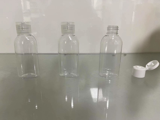 Refillable 50ml PET Clear Plastic Bottles Oval Flat With Flip Top Cap