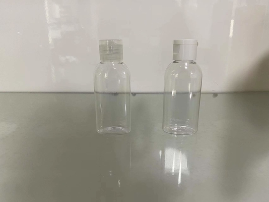 Refillable 50ml PET Clear Plastic Bottles Oval Flat With Flip Top Cap