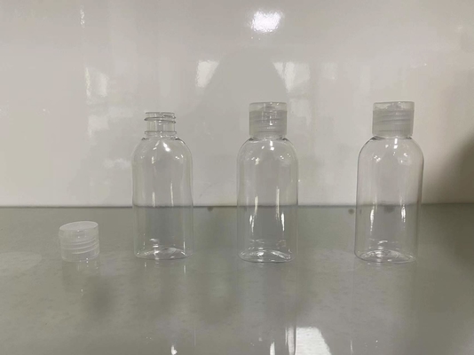 Refillable 50ml PET Clear Plastic Bottles Oval Flat With Flip Top Cap